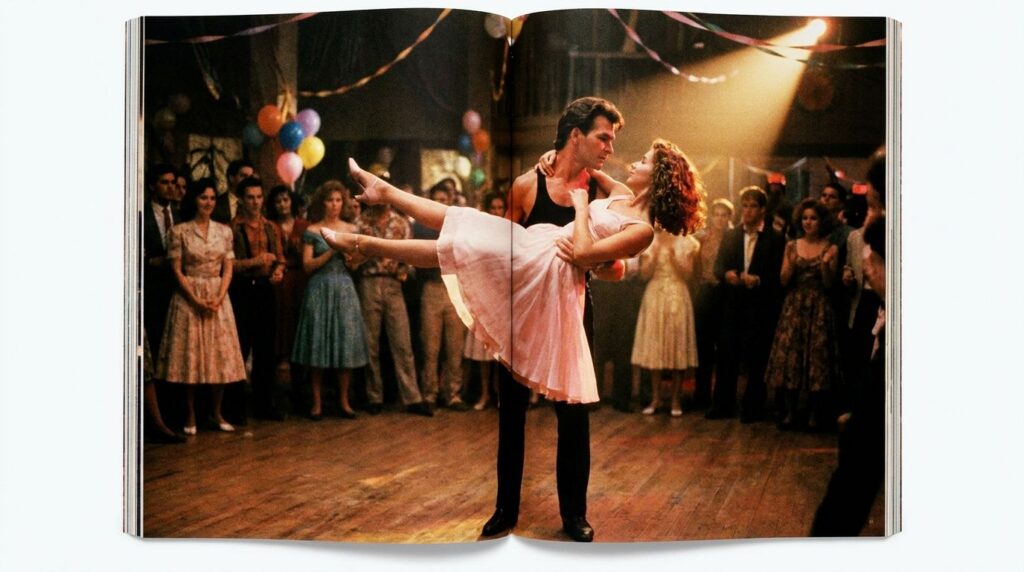 Patrick Swayze and Jennifer Grey dancing in a passionate scene from Dirty Dancing
