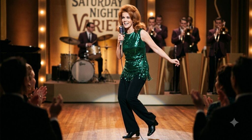 Ann-Margret performing on stage in the 1960s showcasing her energetic dancing and singing talent