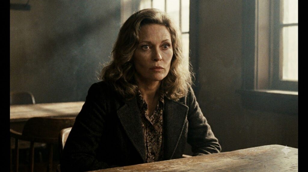 Real film still of Faye Dunaway in a 70s movie capturing her intense gaze