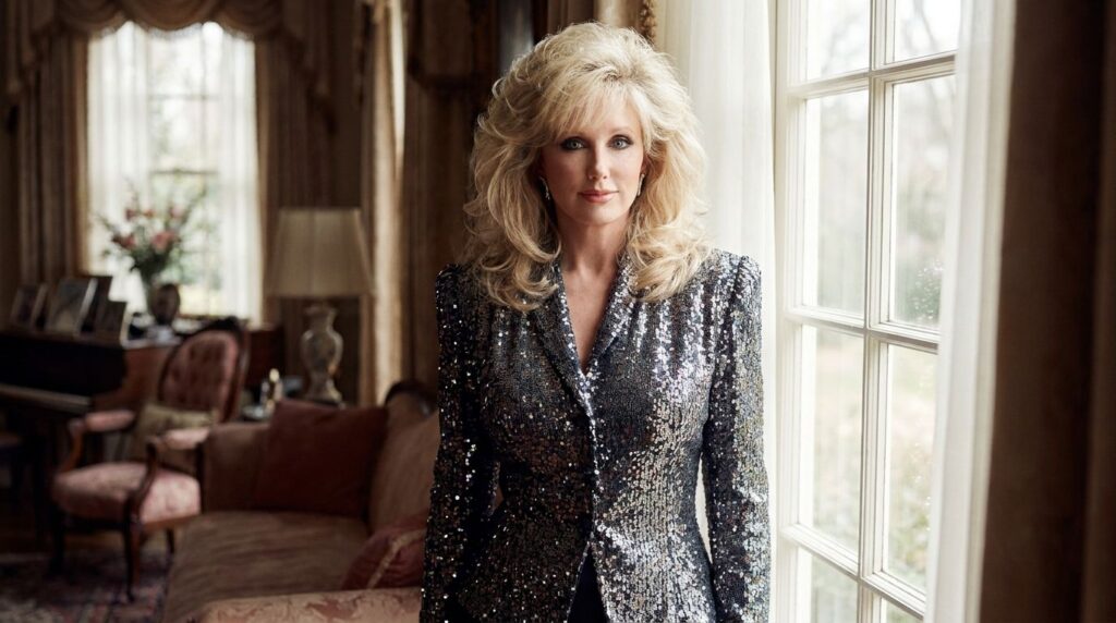 Real publicity photo of Morgan Fairchild from the 1970s or 1980s representing her era of television fame