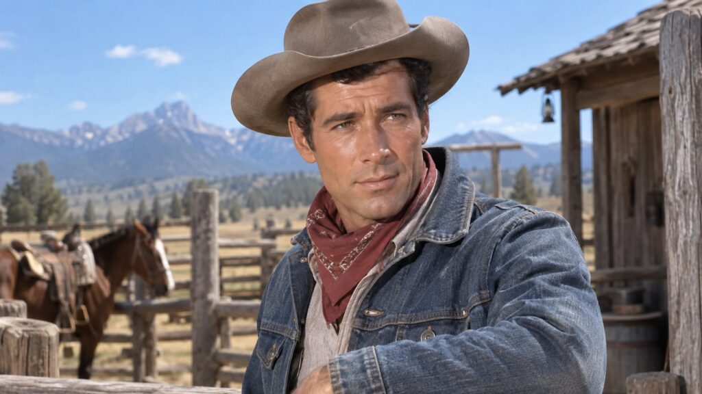 Robert Fuller as Jess Harper in the TV series Laramie wearing Western attire