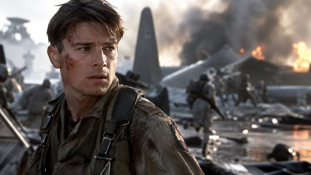 Josh Hartnett in a well-known role perhaps from Pearl Harbor or Black Hawk Down looking intense or dramatic