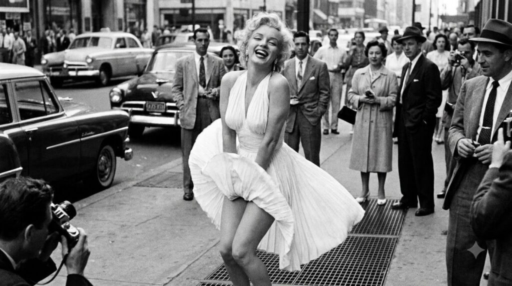 Marilyn Monroe in her white dress from The Seven Year Itch over a subway grate