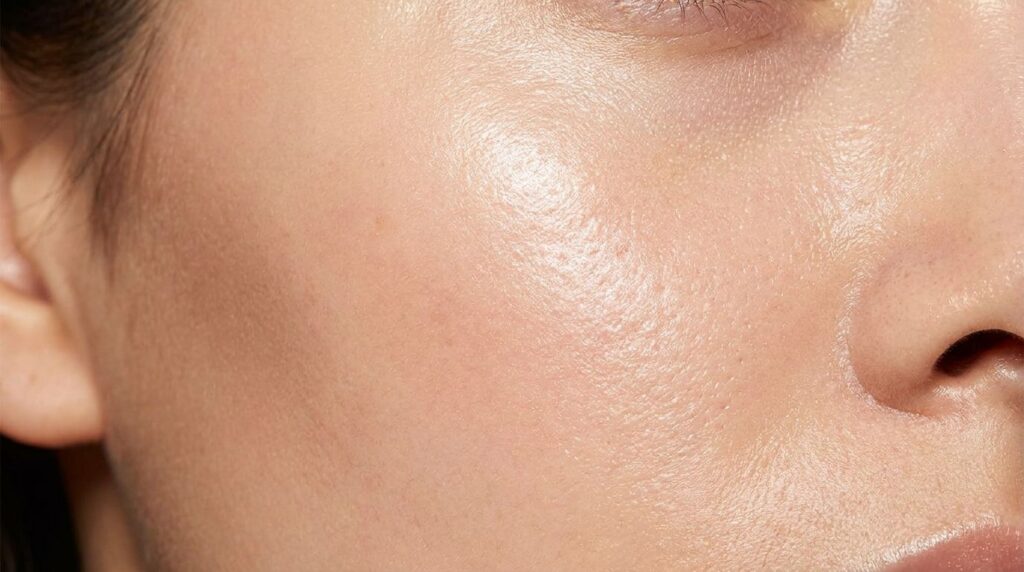 Close-up of smooth radiant skin after using a beauty scrub showing a healthy glow