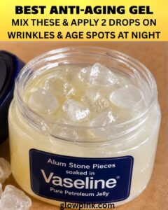 Ingredients for the Vaseline and Alum Stone gel including a jar of Vaseline and a small chunk of alum stone or alum powd