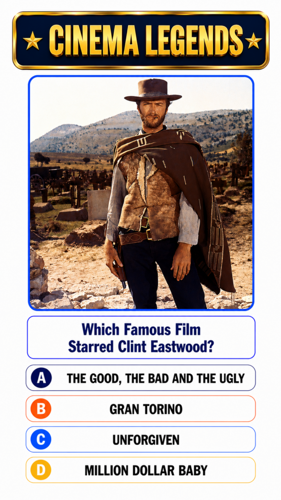 Clint Eastwood as Blondie from The Good the Bad and the Ugly wearing his iconic poncho and hat with a cigarillo in his m