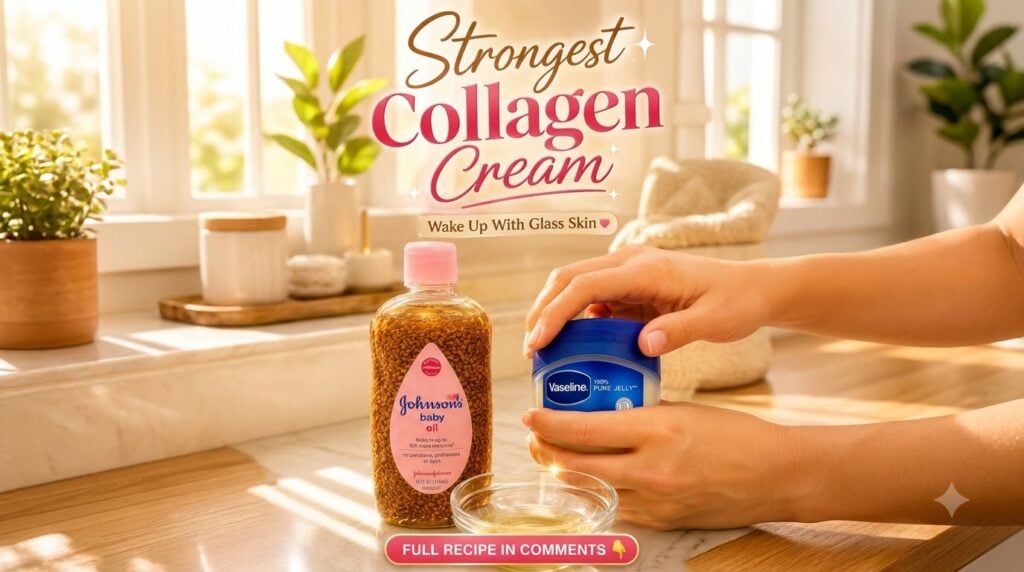 A bottle of Johnson s baby oil a small glass bowl with oil and a hand holding a jar of Vaseline 100 Pure Jelly all resti