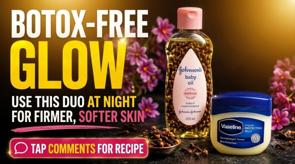 A Johnson s baby oil bottle filled with cloves next to a Vaseline Original Protecting Jelly jar with scattered cloves an