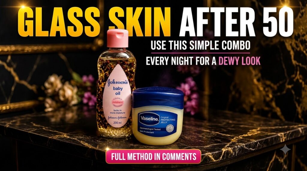 A bottle of Johnson s baby oil infused with cloves and other small particles next to a jar of Vaseline Protecting Jelly 
