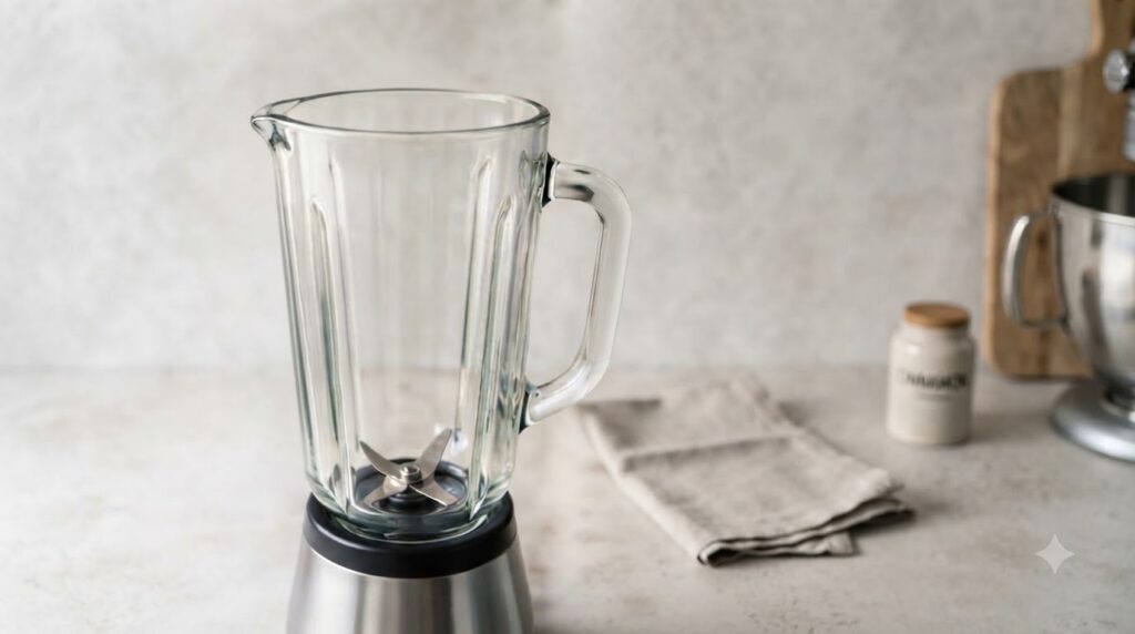 Fresh avocado cubes and frozen banana slices being added to a glass blender with milk and honey drizzling in ready to be