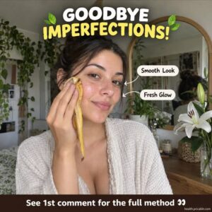 A hand gently rubbing the inside of a ripe banana peel on a person s cheek showing a natural home-based beauty routine