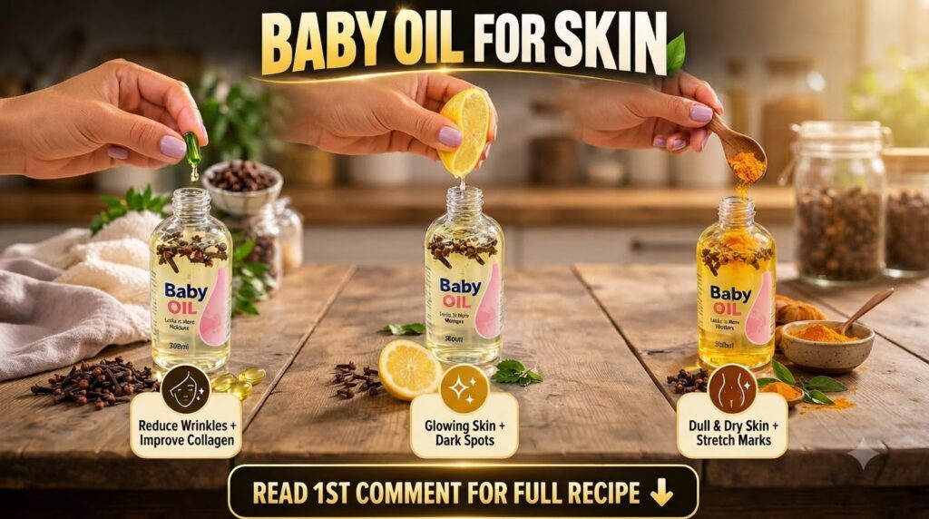 A composite triptych showing hands adding a green oil capsule a squeezed lemon and turmeric powder from a wooden spoon i