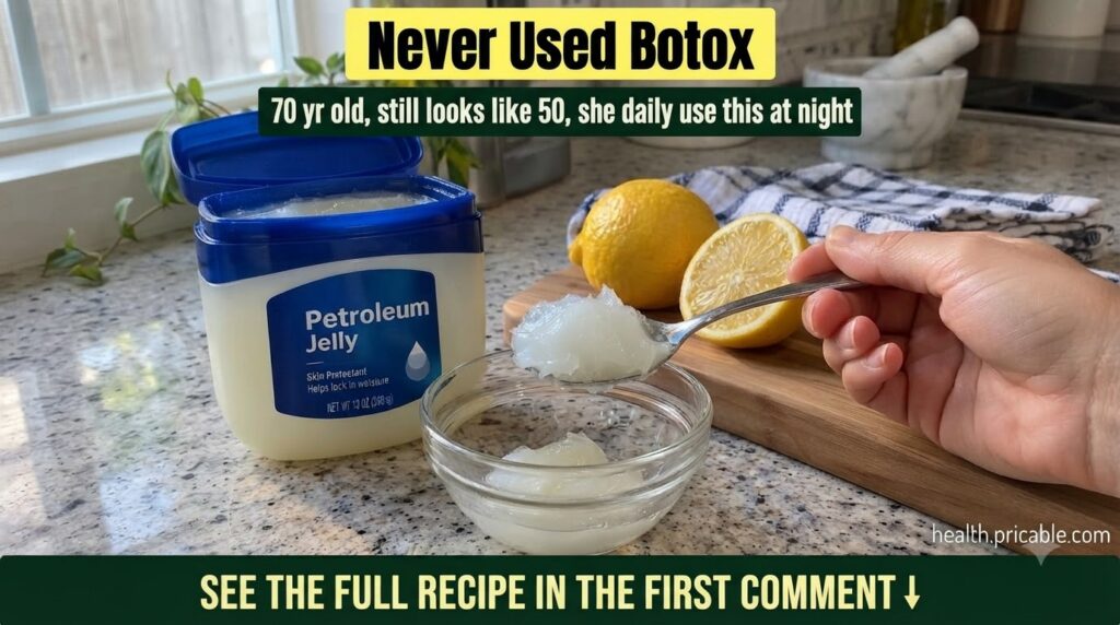 A jar of petroleum jelly a spoon with jelly a small glass bowl of jelly and fresh lemons one whole one halved on a woode