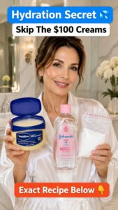 A jar of Vaseline a bottle of glycerin and a small bowl containing the mixed Vaseline and glycerin blend showcasing the