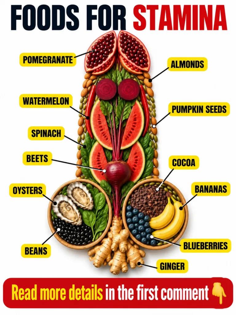 An infographic showing various healthy foods labeled with their names arranged in an appealing way on a white background