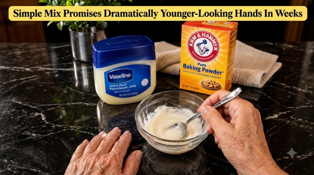 A close-up of a glass bowl on a dark marble countertop with a person s hand stirring a white creamy mixture A jar of pet