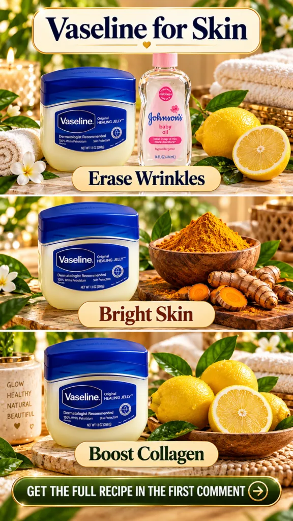 A top panel of a vertical triptych featuring fresh lemons a bottle of baby oil and a lit candle indicating a natural ski