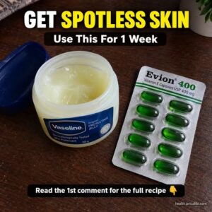 A jar of Vaseline a small pot of honey and a bowl of green tea powder arranged beautifully on a clean surface with a sof