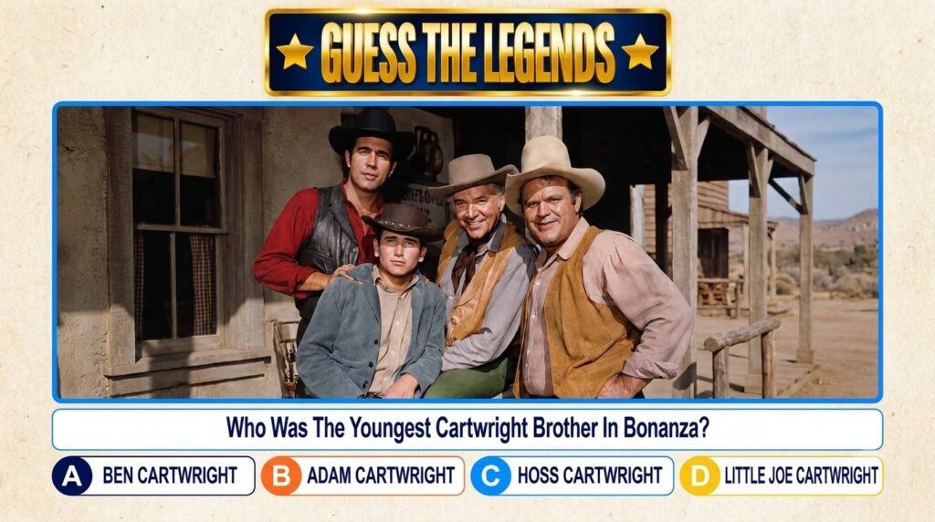 A framed photograph of four men resembling the Cartwright family from Bonanza in period Western attire They are posed ag