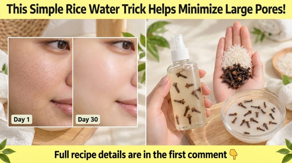 A four-panel collage showing a Day 1 and Day 30 skin comparison before with visible pores after with smoother skin and t