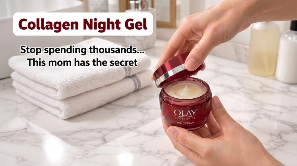 Hands gently holding an open jar of a homemade creamy night cream showing its rich texture against a blurred background