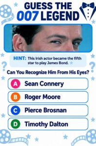 A close-up of Pierce Brosnan s intense blue-green eyes similar to the quiz image conveying a mysterious and sophisticate