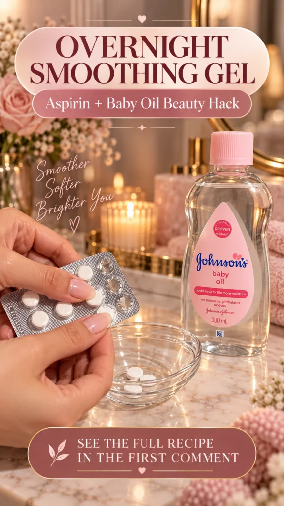 Close-up of hands preparing the beauty hack dropping aspirin tablets from a blister pack into a small bowl next to a bot