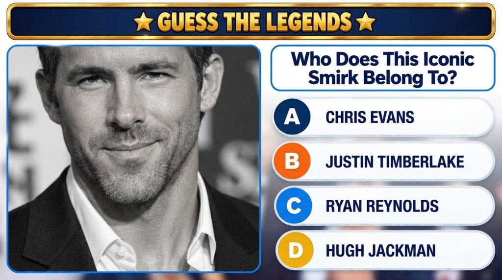 A mobile quiz interface titled Guess The Legends showing a black and white close-up of a man s lower face with a distinc