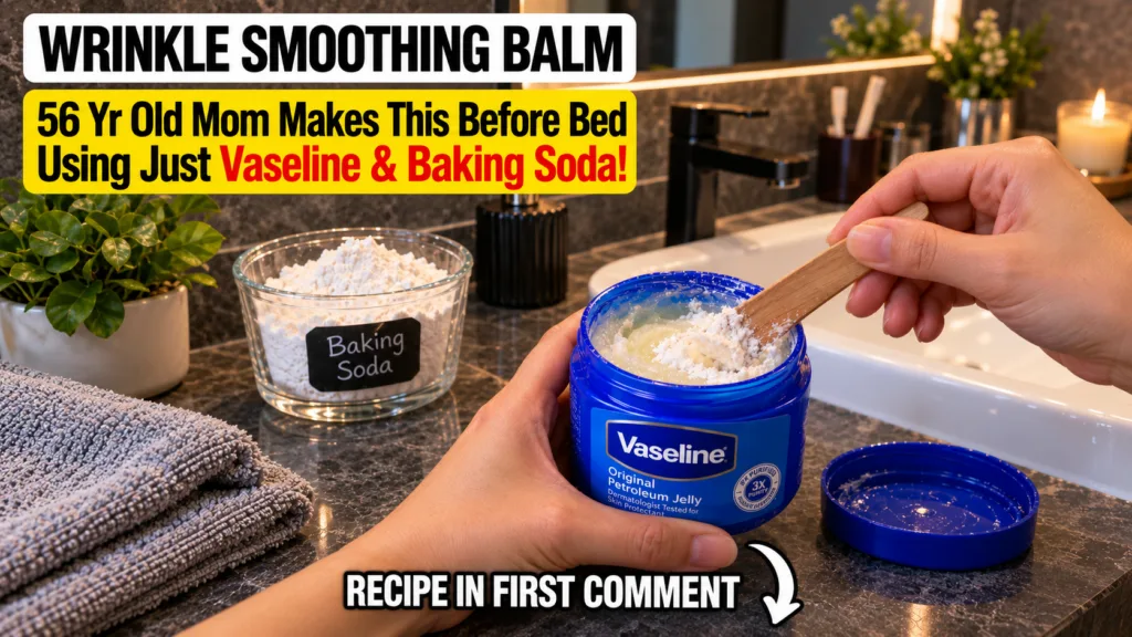 Hands mixing Vaseline petroleum jelly with fine white rice powder in a small glass jar with a wooden stick The textures