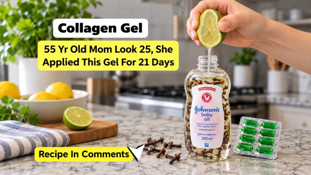 A hand squeezing a fresh lime into an open bottle of Johnson s baby oil which already contains whole cloves Loose cloves