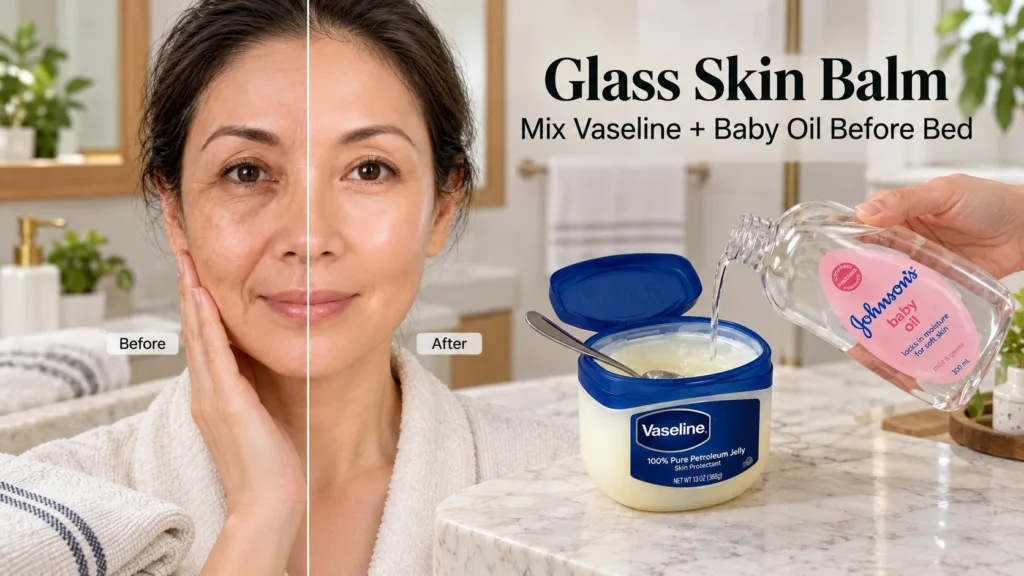 A split image showing a woman s face Before and After using Glass Skin Balm smoother more radiant on the After side Belo