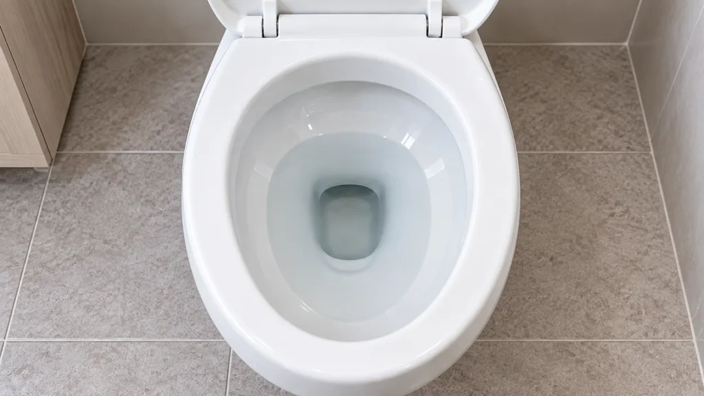 A close-up image showing ice cubes baking soda white vinegar and dish soap the main ingredients for the toilet cleaning 