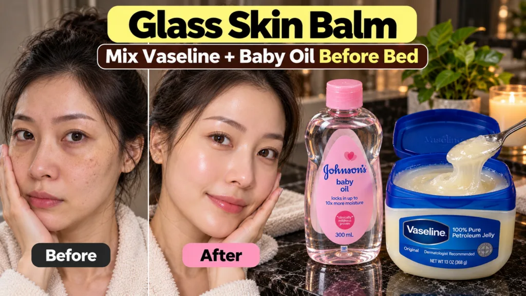 A split image showing a woman s face Before and After a skincare treatment with improved radiance and below a bottle of 