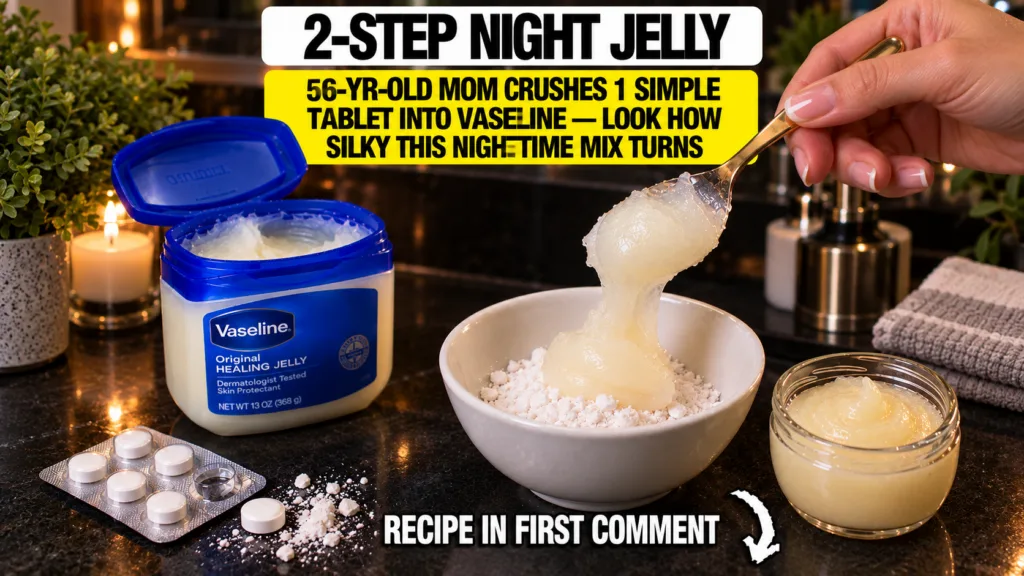 A hand holding a golden spoon lifting a translucent sticky jelly-like substance from a white bowl containing white powde
