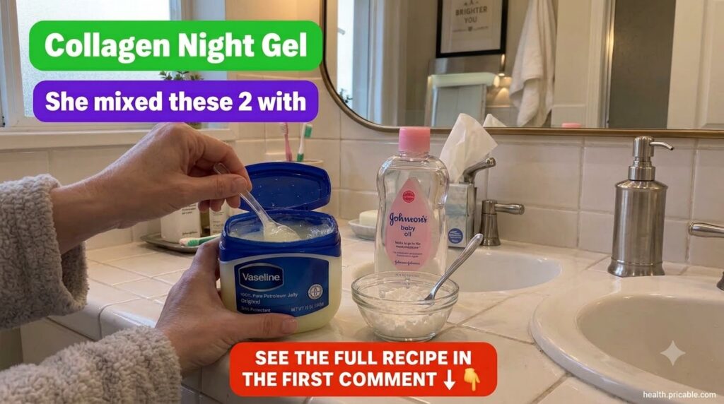 Hands mixing petroleum jelly and white powder in a glass bowl on a bathroom counter
