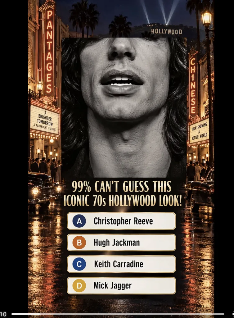 A black and white close-up of Mick Jagger s lower face layered over a vibrant nostalgic night-time street scene featurin