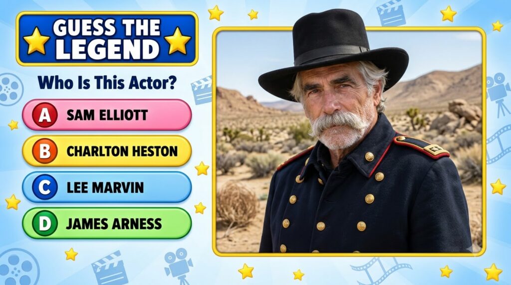A multiple-choice quiz screen featuring a portrait of Lee Marvin