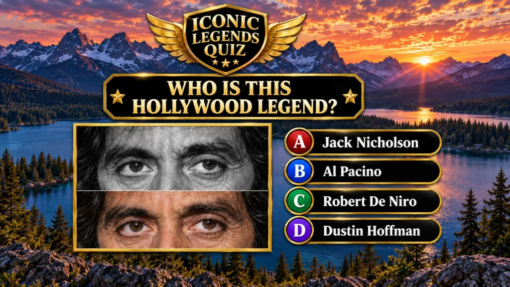 A split portrait of Al Pacino s eyes and brows top half in black and white bottom half in color as seen in the quiz The
