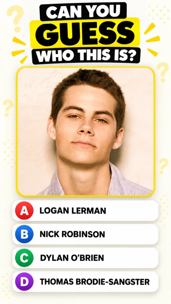 A headshot of a young Dylan O Brien similar to the quiz image showing his features clearly