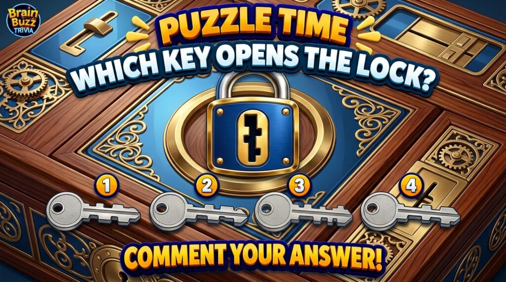 A brightly colored puzzle graphic in portrait orientation featuring a large ornate padlock with a cross-shaped keyhole a