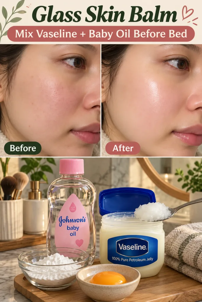 A Before and After comparison of a woman s face showing dull skin on one side and radiant glass skin on the other with s