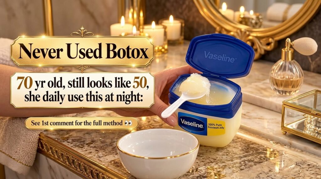 Hands scooping Vaseline petroleum jelly from a tub with a white spoon preparing to put it into a small empty white bowl 