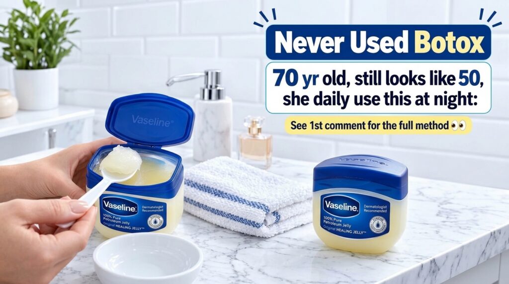 A person s hands holding an open jar of Vaseline Petroleum Jelly with a spoon scooping out a portion of the jelly into a