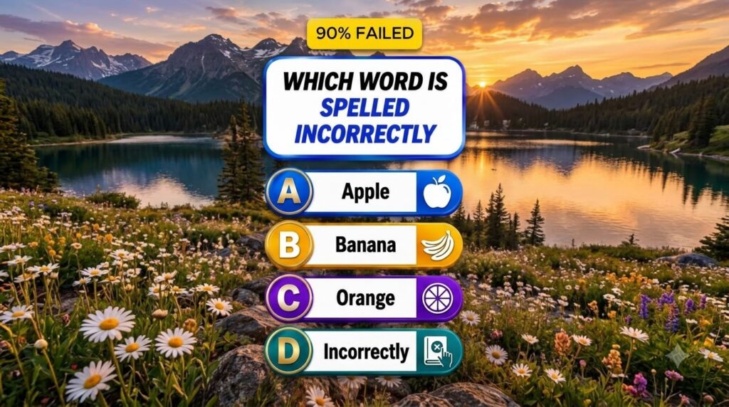 A multiple-choice quiz asking to identify a classic Hollywood star overlaid on a beautiful natural landscape with mounta
