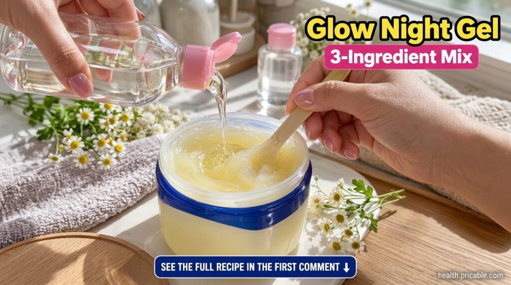 A person s hand stirring petroleum jelly in a jar with baby oil being poured in illustrating the initial mixing of ingre