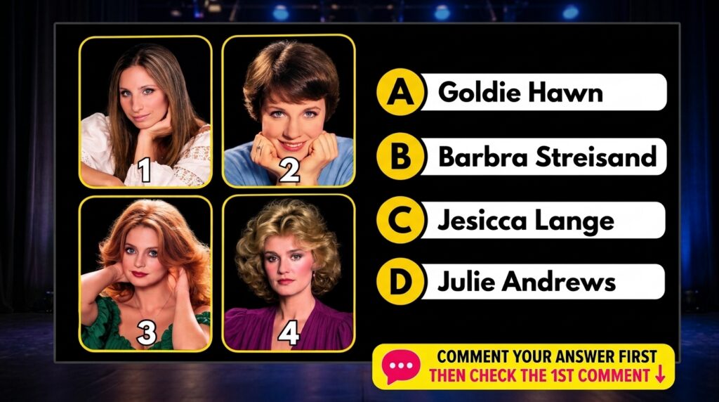A multiple-choice quiz image with four headshots of classic Hollywood actresses The correct answer s image should be pro
