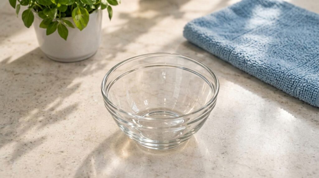 A collection of natural cleaning ingredients like baking soda white vinegar and dish soap alongside cleaning tools such 