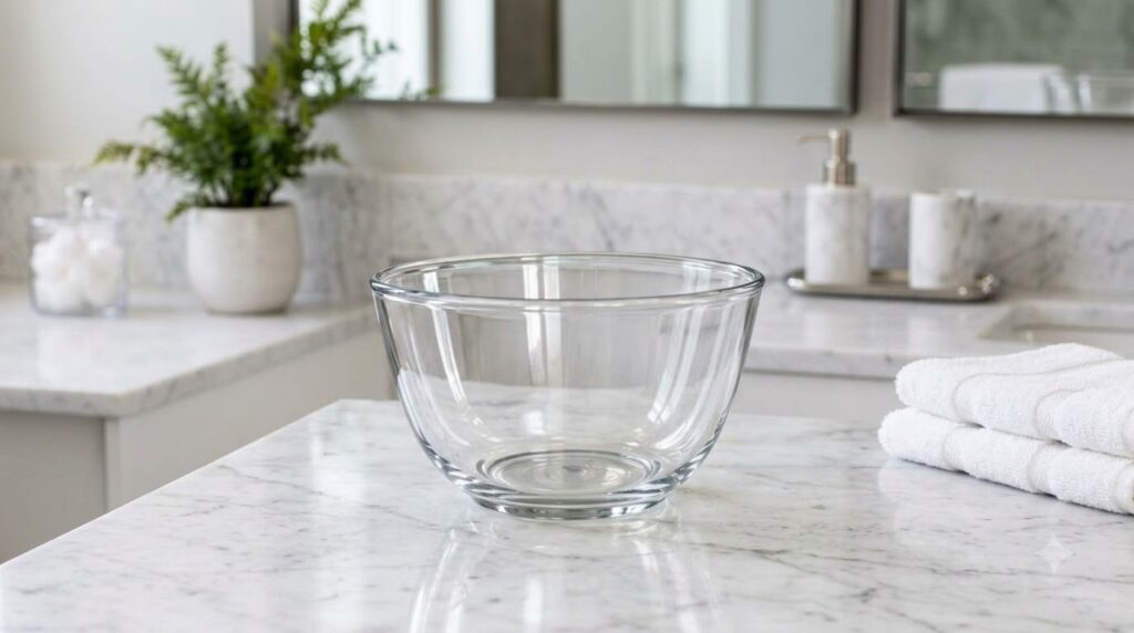 A clear spray bottle filled with homemade cleaning solution with ingredients like white vinegar baking soda and dish soa