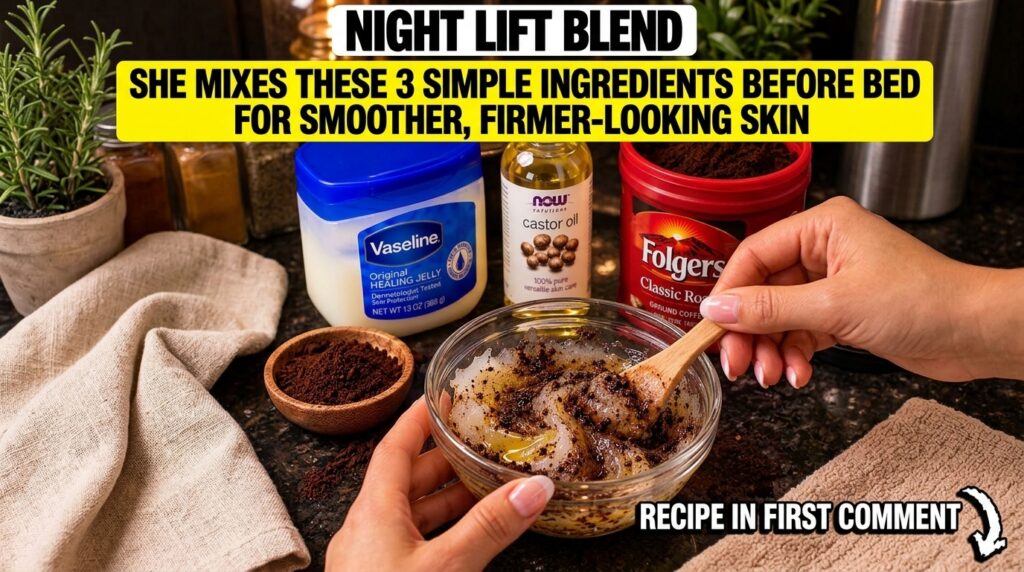 A person mixing coffee powder Vaseline and clove oil with some ground clove in a glass bowl