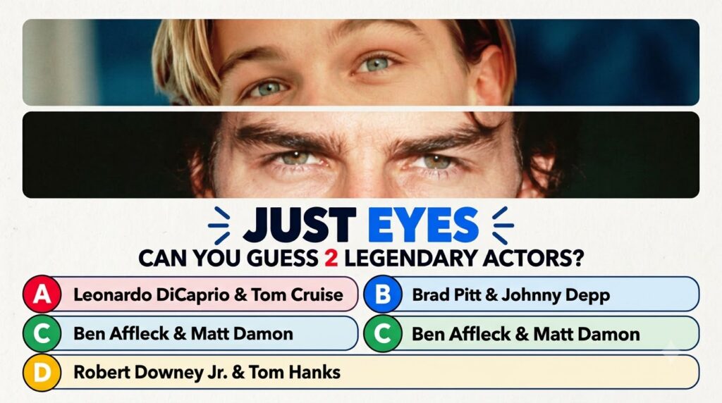 A close-up of Paul Newman s blue eyes for a quiz image